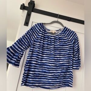 Michael Kors Navy and White Striped Blouse